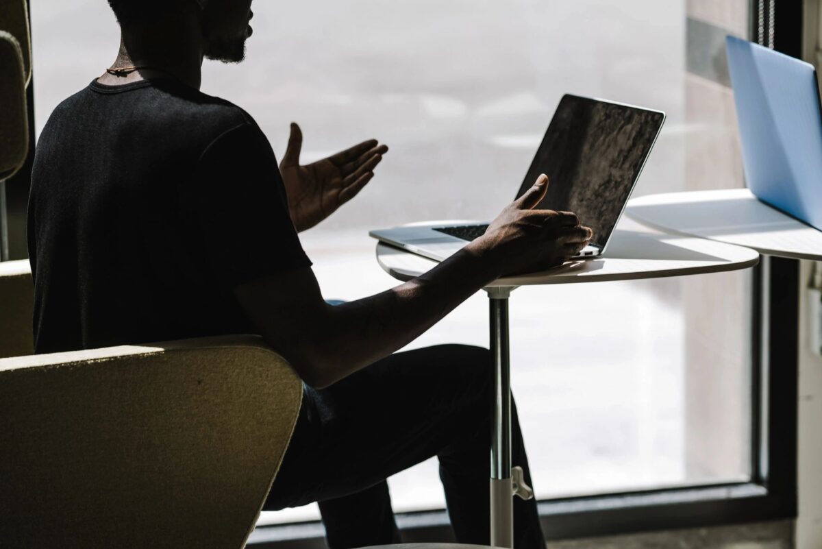 A young man planning a corporate event.