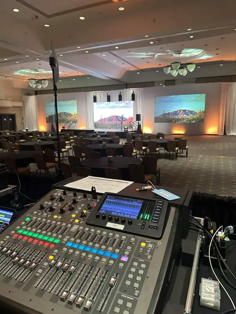 Vertical view from the front-of-house sound console toward the main stage at Arizona Grand Resort.